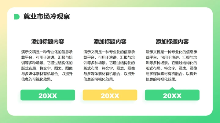 绿色小清新风大学生职业生涯发展PPT模板