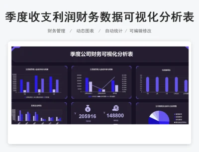 季度收支利润财务数据可视化分析表