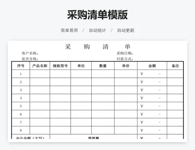 采购清单模版