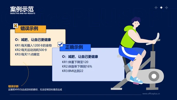 插画扁平风蓝色okr教学课件PPT