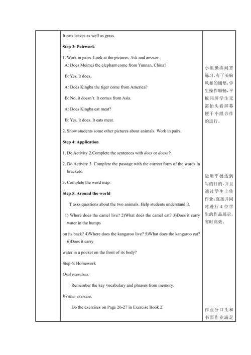Module 6 A trip to the zoo 模块表格式教案（5课时）