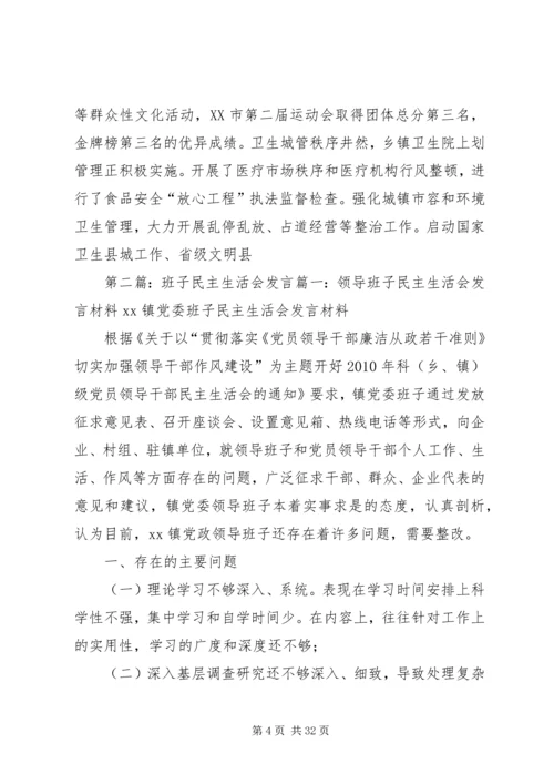 县人民政府班子民主生活会发言材料.docx