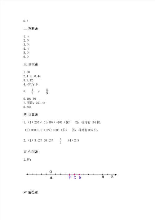 2023年小学数学六年级下册期末测试卷精品名师系列