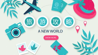 世界旅游攻略电子相册动态PPT
