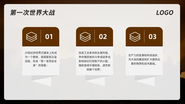 棕色简约初中历史九年级下PPT课件第一次世界大战PPT模板宣初中历史九年级下册