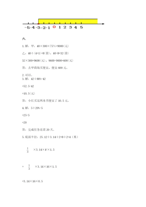 小学数学六年级下册竞赛试题附答案（研优卷）.docx