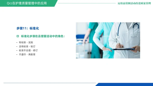 蓝绿色商务风QCC品管圈医疗质量管理品管圈医务人员培训