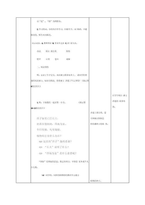 二年级上册语文教案1.3植物妈妈有办法人教新课标