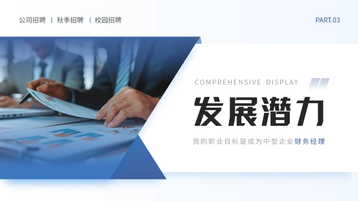 蓝色通用版大学生求职个人综合展示职业生涯规划（财务方向）