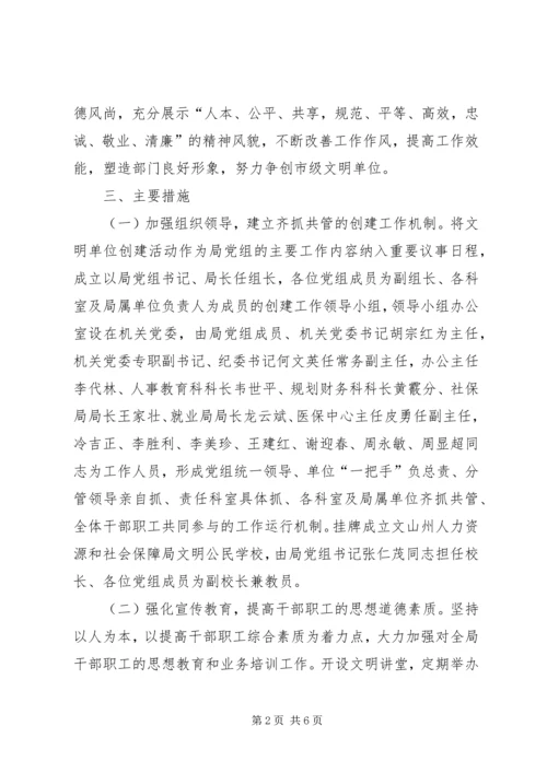 人社局年度市级精神文明单位创建工作实施方案.docx