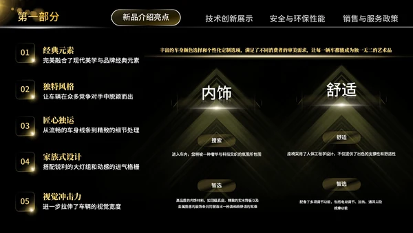 黄黑系汽车新闻发布会PPT模板
