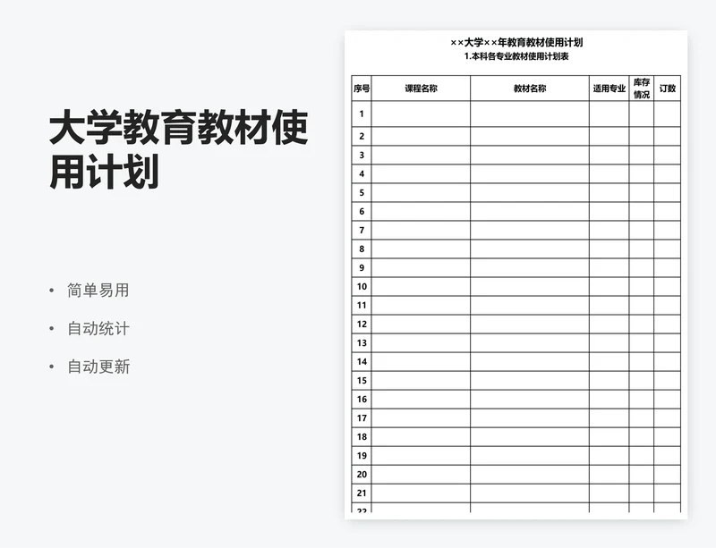 大学教育教材使用计划