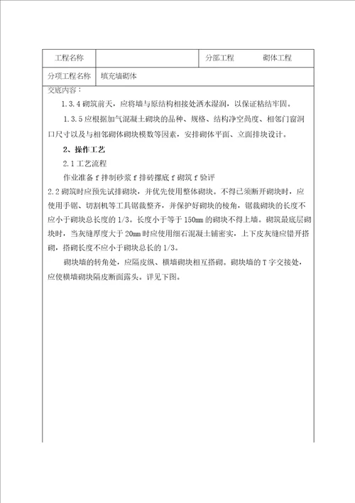 混凝土加气块砌筑技术交底