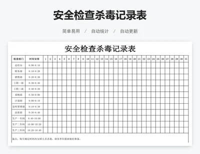 安全检查杀毒记录表