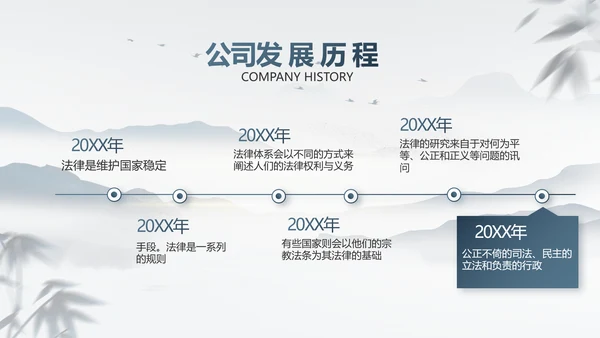 蓝色中国风法治讲堂工作总结PPT动态模板