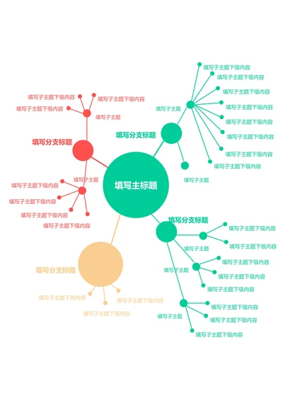 三色简约树状基础思维导图