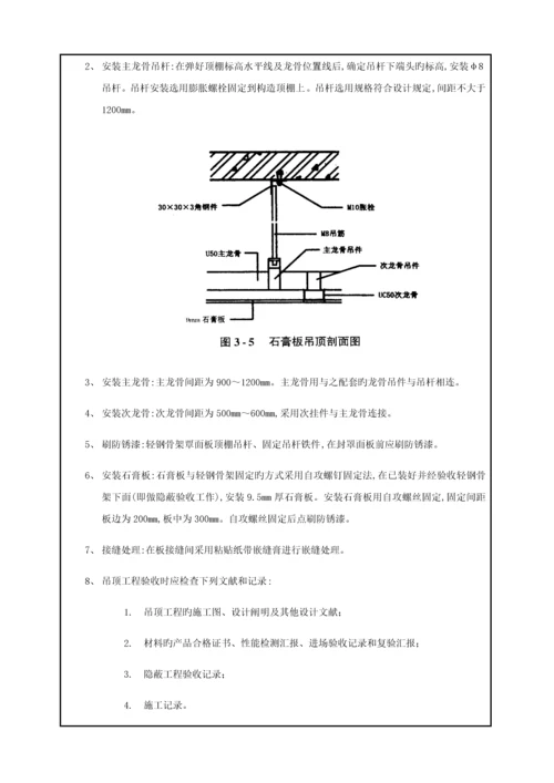 石膏板吊顶工程技术交底.docx