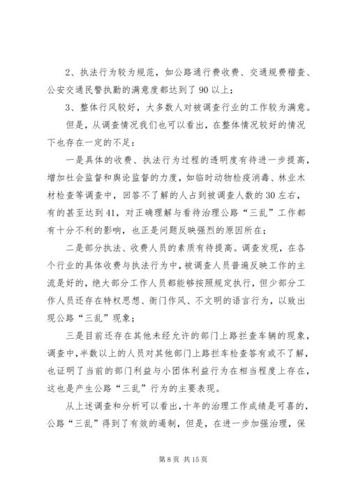 县纠风办治理公路“三乱”工作调研报告_1.docx