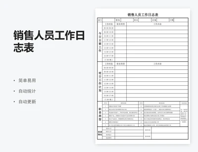 销售人员工作日志表
