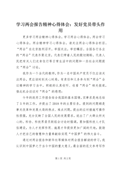 学习两会报告精神心得体会：发好党员带头作用.docx