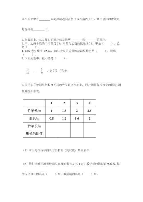 小学六年级下册数学摸底考试题精品【预热题】.docx