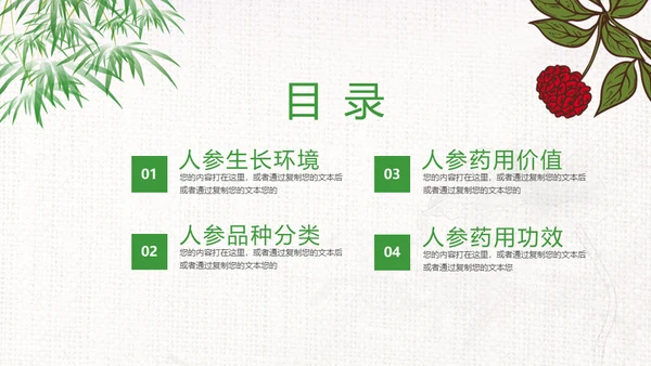 中草药中药人参通用PPT模板