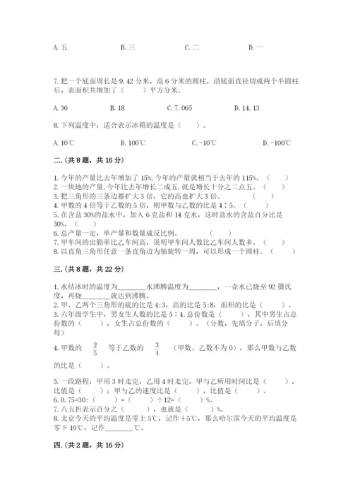 人教版数学六年级下册试题期末模拟检测卷（考试直接用）.docx