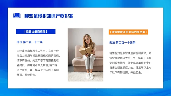 蓝色渐变实拍简约风世界知识产权日PPT模板