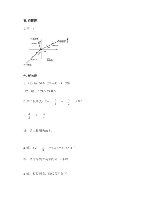 小学六年级上册数学期末测试卷附答案（达标题）.docx