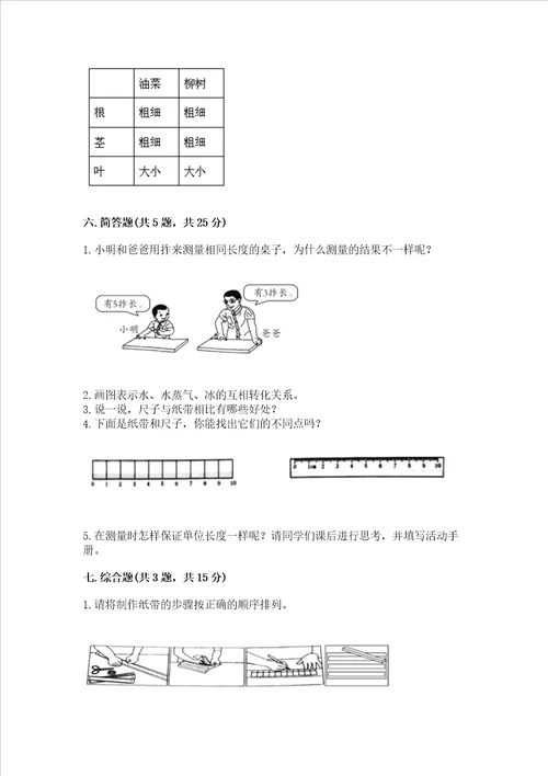 教科版一年级上册科学期末测试卷及参考答案夺分金卷