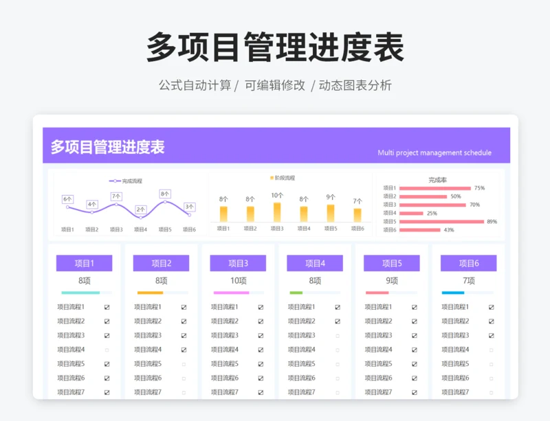 多项目管理进度表