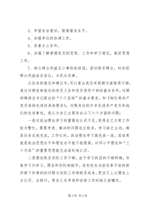 物价部门支部书记局长党性分析材料 (2).docx