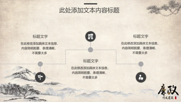 中国风党风廉政教育汇报党课ppt模板