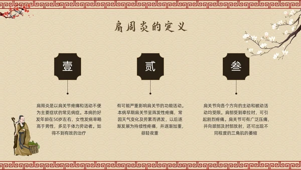 棕色古风肩周炎的中医护理PPT模板宣传PPT动态PPT
