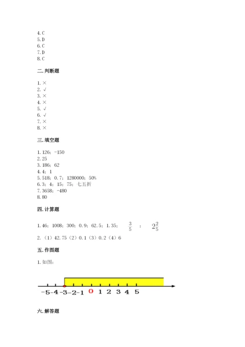 冀教版小学六年级下册数学期末综合素养测试卷精品【预热题】.docx