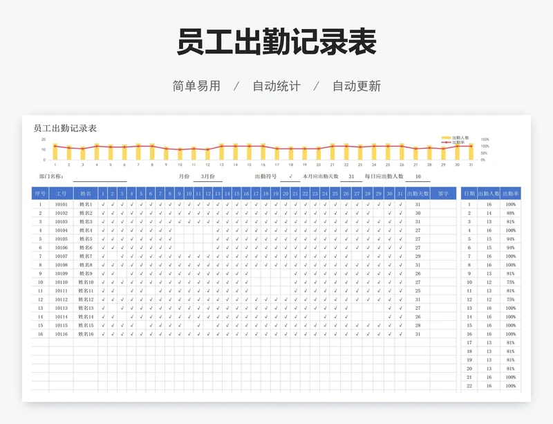 员工出勤记录表
