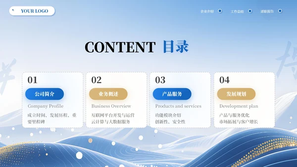 蓝黄高级商务IT互联网通用PPT