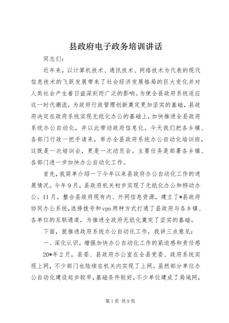 县政府电子政务培训讲话.docx