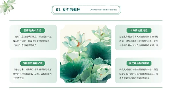 绿色简约二十四节气之夏至PPT模板