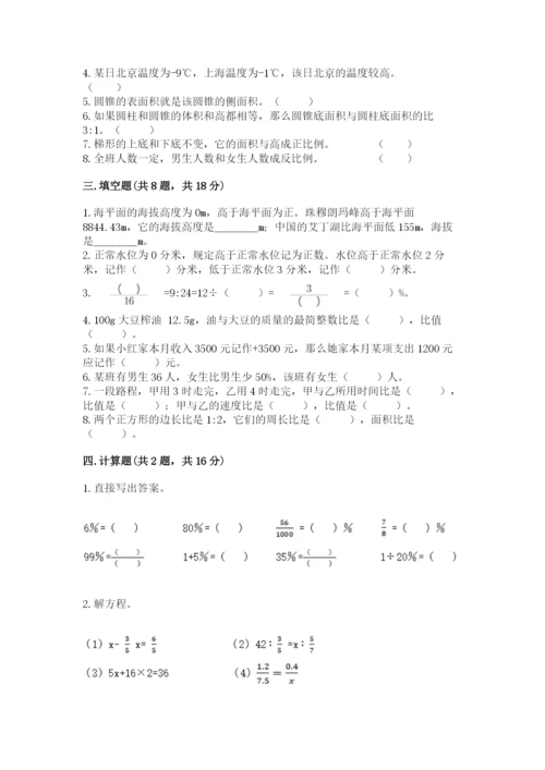 人教版六年级下册数学期末测试卷（预热题）word版.docx