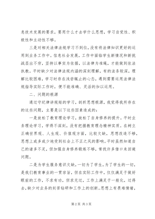 知规矩讲规矩守规矩自我剖析心得.docx