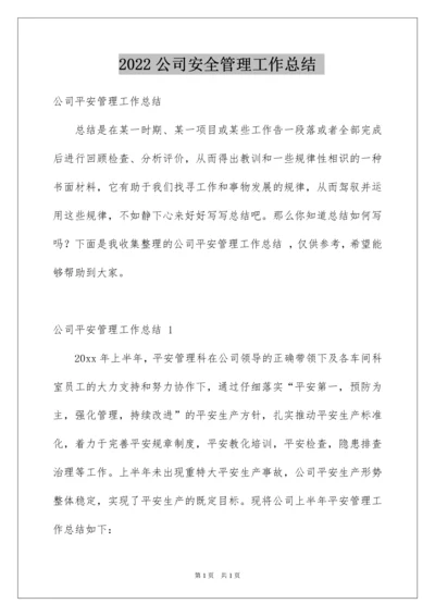 2022公司安全管理工作总结.docx