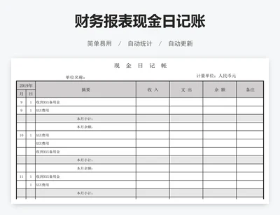 财务报表现金日记账