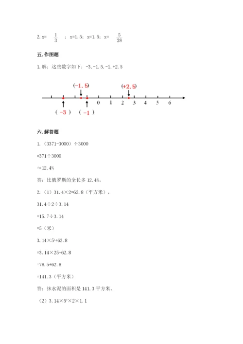 北京市石景山区六年级下册数学期末测试卷标准卷.docx