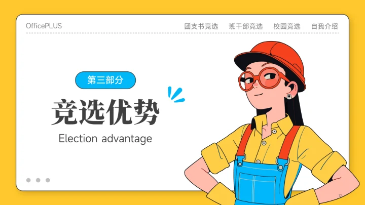 黄色插画风团支书竞选PPT模板
