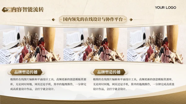 棕色中国风中医养生中草药应用PPT模板