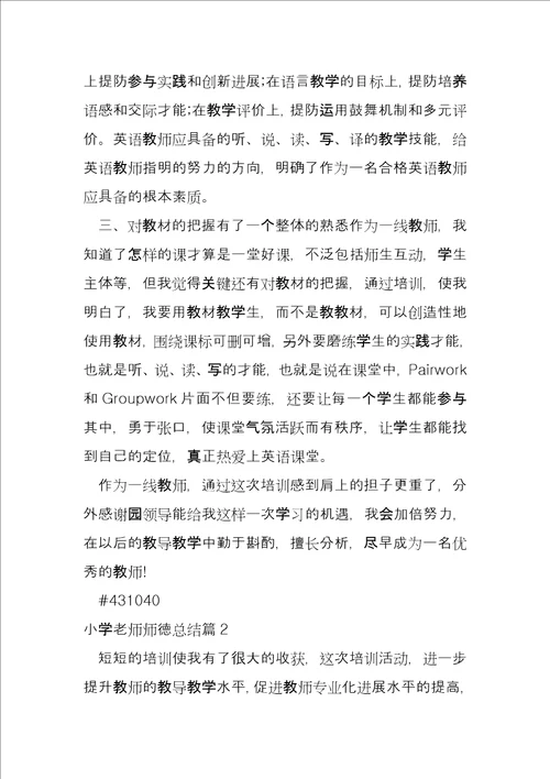 小学老师师德总结4篇