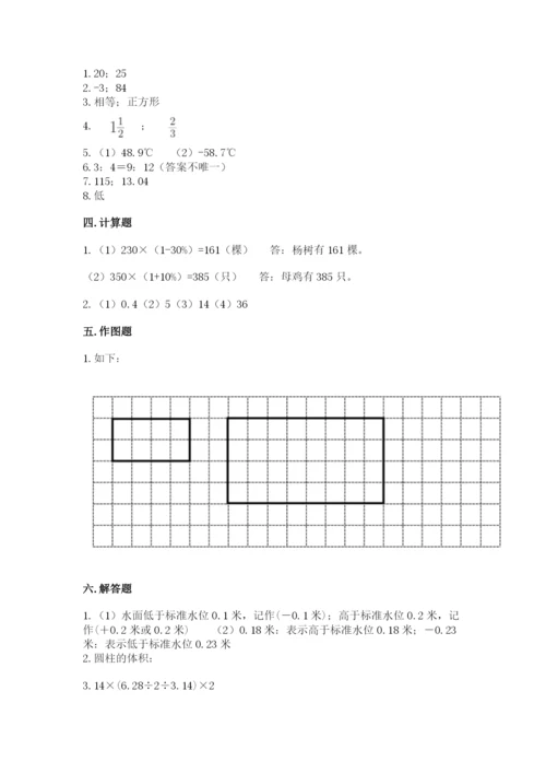 孝昌县六年级下册数学期末测试卷及精品答案.docx