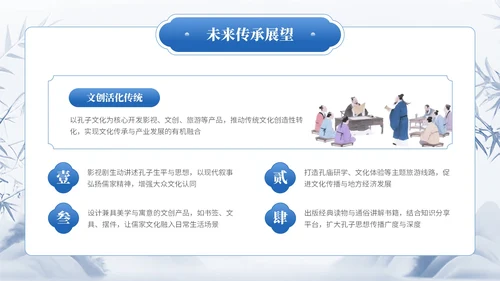 蓝色中国风通用型孔子诞辰文化宣传PPT模板