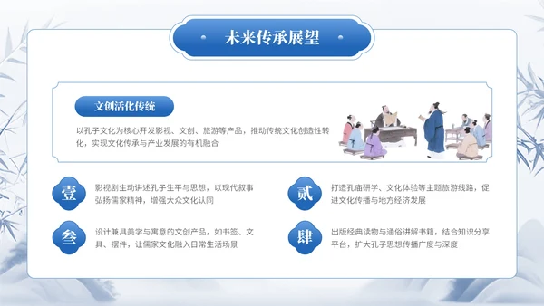 蓝色中国风通用型孔子诞辰文化宣传PPT模板